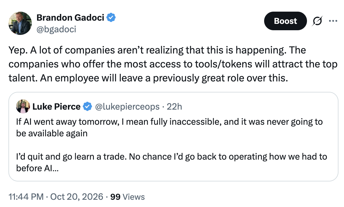Brandon Gadoci's post on X quoting Luke Pierce